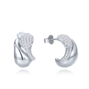 MINET Luxusní stříbrné náušnice s bílými zirkony