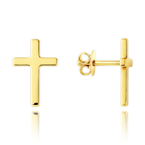 MINET Elegantní zlaté náušnice křížky Au 585/1000 1,05g