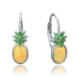 MINET Letní stříbrné náušnice ananasy se žlutým opálem