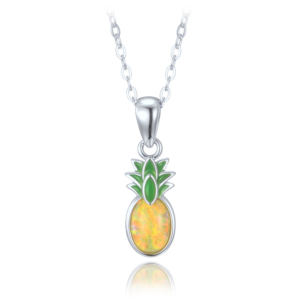 MINET Letní stříbrný náhrdelník ananas se žlutým opálem