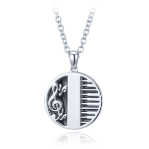 MINET Stříbrný náhrdelník piano a hudební noty