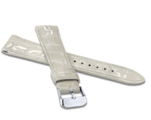 LAVVU Lesklý bílý prošitý řemínek CROCO OCALA z luxusní kůže Top Grain – 20