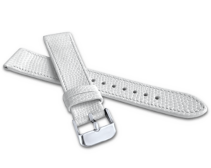 MINET Bílý řemínek LIZARD se vzorem ještěrky z luxusní kůže Top Grain – 18