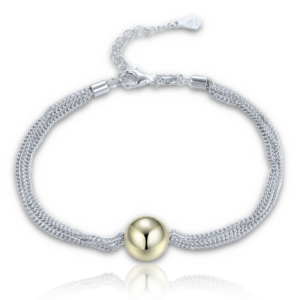 MINET Elegantní dvoubarevný stříbrný náramek se třemi řetízky s kuličkou