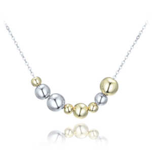MINET Elegantní stříbrný náhrdelník se stříbrnými a pozlacenými kuličkami