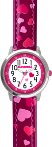 CLOCKODILE Růžové dívčí dětské hodinky SRDÍČKA