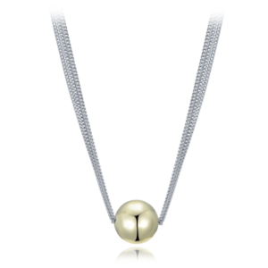 MINET Elegantní dvoubarevný stříbrný náhrdelník se třemi řetízky s kuličkou Ag 925/1000 10,35g