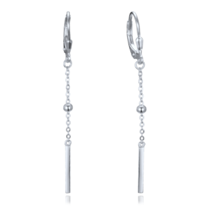 MINET Řetízkové stříbrné visací náušnice s kuličkami a tyčkami