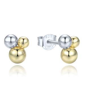 MINET Elegantní stříbrné náušnice stříbrné a pozlacené kuličky