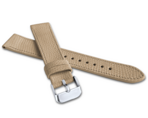 MINET Béžový řemínek LIZARD se vzorem ještěrky z luxusní kůže Top Grain – 16