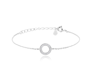 MINET Stříbrný náramek KROUŽEK s bílými zirkony