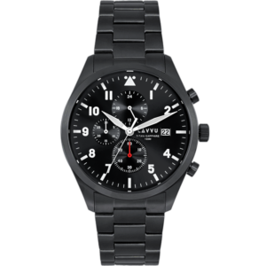 LAVVU Pánské titanové hodinky PILOT Chronograph Black 100M Sapphire
