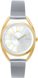 MINET Stříbrno-zlaté dámské hodinky s čísly ICON Bicolor