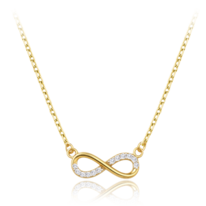 MINET Elegantní zlatý náhrdelník nekonečno s bílými zirkony Au 585/1000 1,95g