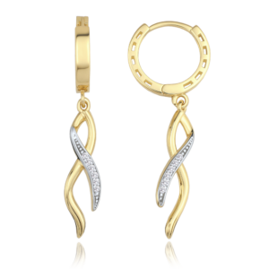 MINET Elegantní zlaté náušnice s bílými zirkony Au 585/1000 2,35g