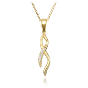 MINET Elegantní zlatý náhrdelník s bílými zirkony Au 585/1000 2,25g