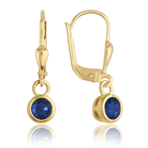 MINET Elegantní zlaté náušnice s modrými zirkony Au 585/1000 1,80g