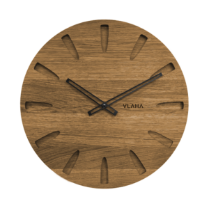 VLAHA Velké dubové hodiny GRAND vyrobené v Čechách s černými ručkami ⌀45cm