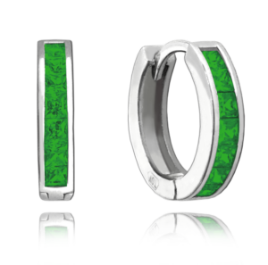 MINET Třpytivé stříbrné náušnice s velkými zelenými zirkony