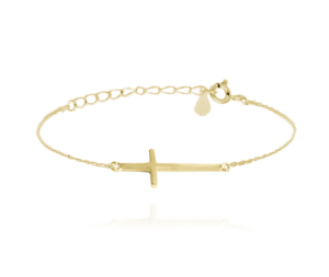 MINET Pozlacený stříbrný náramek KŘÍŽ ležatý