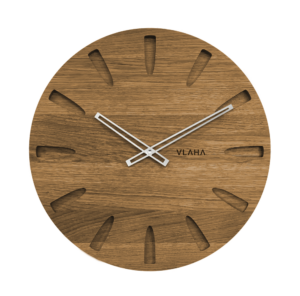 VLAHA Velké dubové hodiny GRAND vyrobené v Čechách se stříbrnými ručkami ⌀45cm