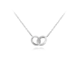 MINET Stříbrný náhrdelník spojené kroužky se zirkony