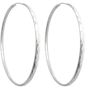 MINET Broušené stříbrné náušnice KRUHY 7 cm