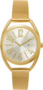 MINET Zlaté dámské hodinky s čísly ICON GOLD MESH