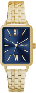 MINET Zlato-modré dámské hodinky SIENA se zlatým ocelovým řemínkem