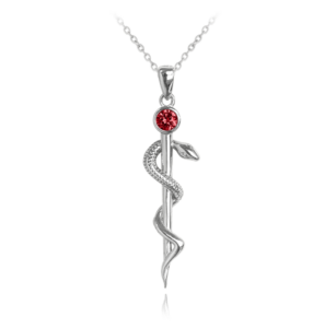 MINET Stříbrný náhrdelník AESKULAPOVA HŮL s červeným zirkonem