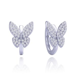 MINET Stříbrné náušnice motýlci s bílými zirkony