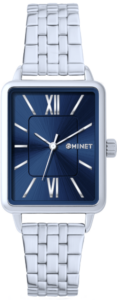 MINET Stříbrno-modré dámské hodinky SIENA se stříbrným ocelovým řemínkem