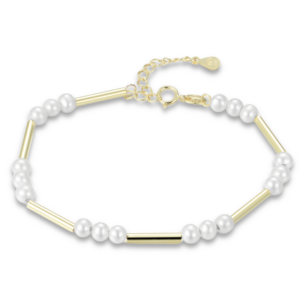 MINET Pozlacený stříbrný náramek s přírodními perlami