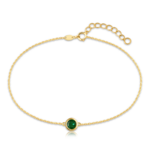 MINET Decentní zlatý náramek se zeleným zirkonem Au 585/1000 0,95g