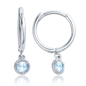 MINET Decentní náušnice z bílého zlata s modrými zirkony Au 585/1000 1,00g