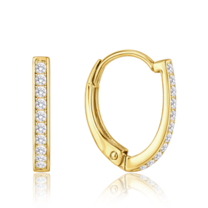 MINET Zlaté náušnice na patent s bílými zirkony Au 585/1000 1,55g