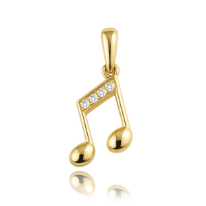 MINET Zlatý přívěs nota s bílými zirkony Au 585/1000 0,45g