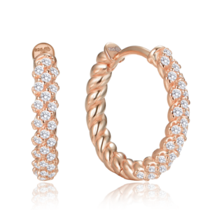 MINET Elegantní pozlacené stříbrné náušnice se zirkony