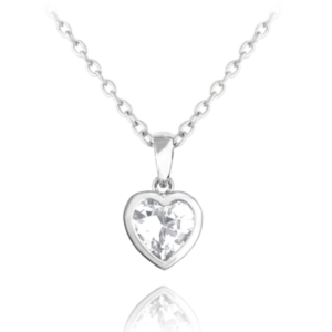 MINET Dětský stříbrný náhrdelník SRDÍČKO s bílým zirkonem