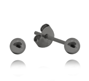 MINET Černé stříbrné náušnice KULIČKY MALÉ 3 mm