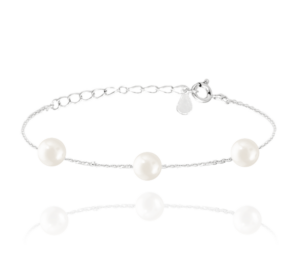 MINET Stříbrný náramek s přírodními perlami