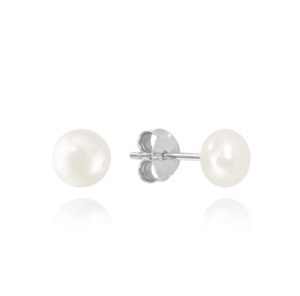 MINET Stříbrné náušnice PERLY – bílé 4 mm