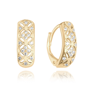 MINET Pozlacené luxusní stříbrné náušnice s bílými zirkony