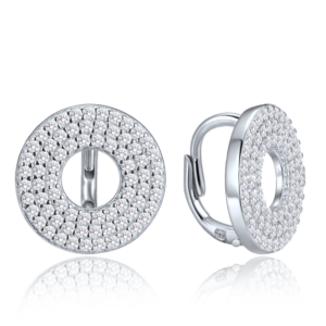 MINET Luxusní kruhové stříbrné náušnice s bílými zirkony