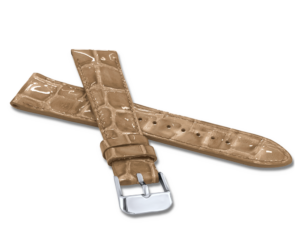 LAVVU Lesklý béžový prošitý řemínek CROCO OCALA z luxusní kůže Top Grain – 12