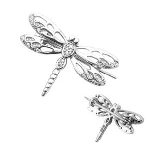 MINET Stříbrná brož VÁŽKA s bílými zirkony