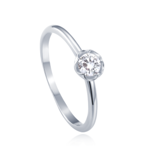 MINET Dětský stříbrný prsten kytička s bilým zirkonem vel. 52