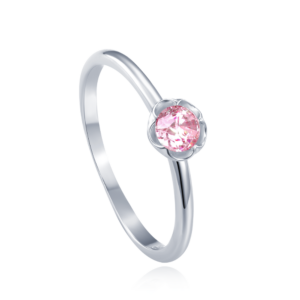 MINET Dětský stříbrný prsten kytička s růžovým zirkonem vel. 54