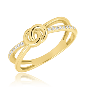 MINET Zlatý prsten s motivem kroužku a bílým zirkonem Au 585/1000 vel. 55 – 2,00g