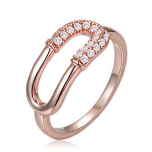 MINET Luxusní rosegold stříbrný prsten se zirkonem vel. 55